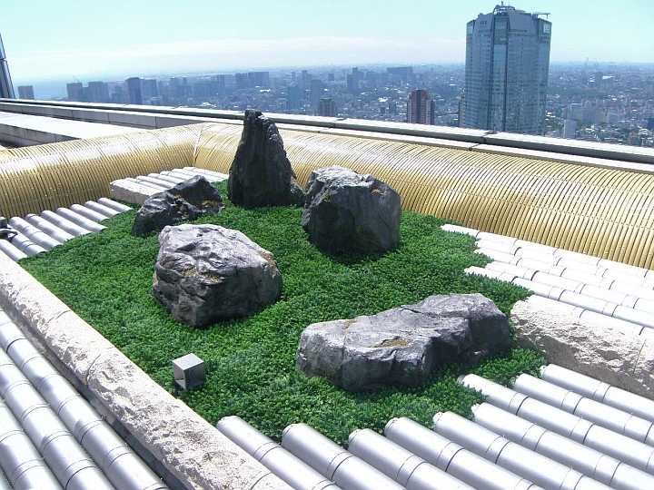 高層ビル施設の屋上緑化の施工例